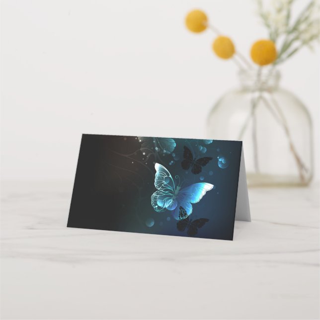 Mint Night Butterflies Place Card (Front)
