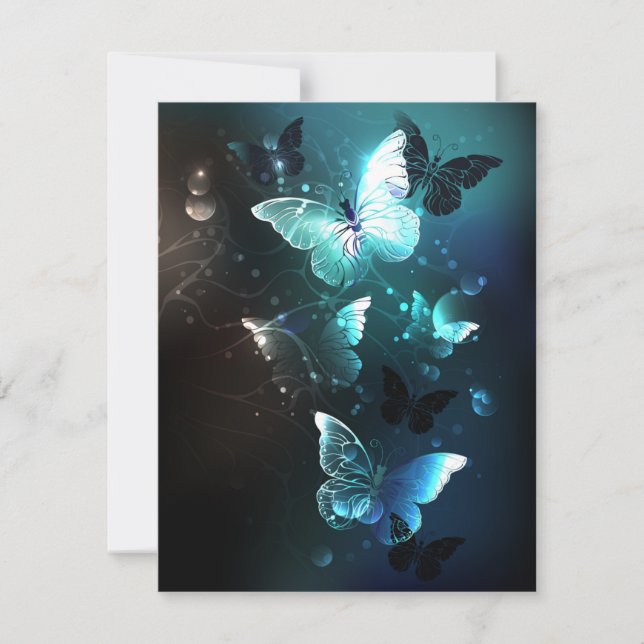 Mint Night Butterflies Save The Date (Front)
