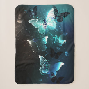 Mint Night Butterflies Sherpa Blanket