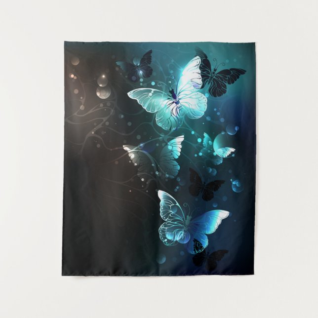 Mint Night Butterflies Tapestry (Front)