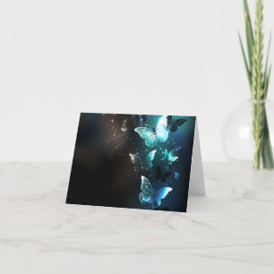 Mint Night Butterflies Thank You Card