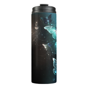 Mint Night Butterflies Thermal Tumbler