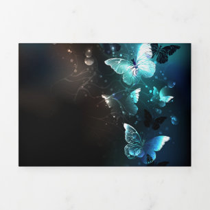 Mint Night Butterflies Tri-Fold Announcement