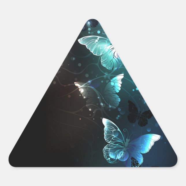 Mint Night Butterflies Triangle Sticker (Front)