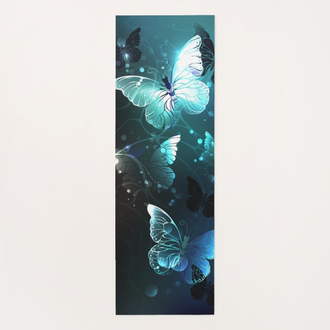 Mint Night Butterflies Yoga Mat (Back)