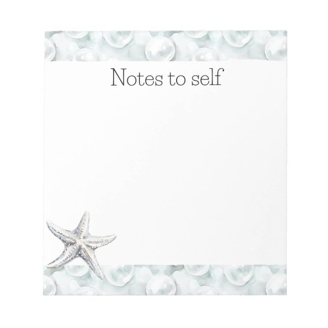 Mint Ocean Beach Starfish Notepad (Front)