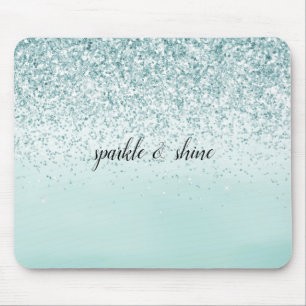 Mint Ombre Glitter personalised Mouse Mat