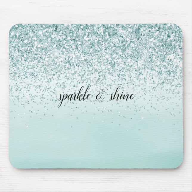 Mint Ombre Glitter personalised Mouse Mat (Front)