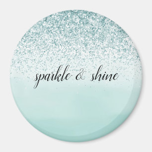 Mint Ombre Glitter personalized Magnet