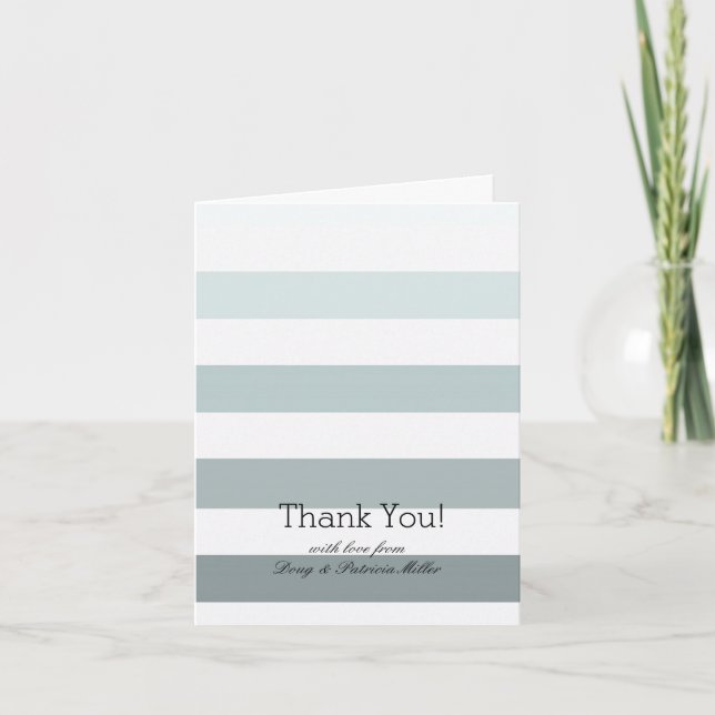 Mint Ombre Stripes Thank You Card (Front)