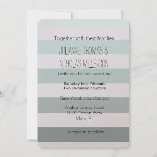Mint Ombre Stripes Wedding Invitation