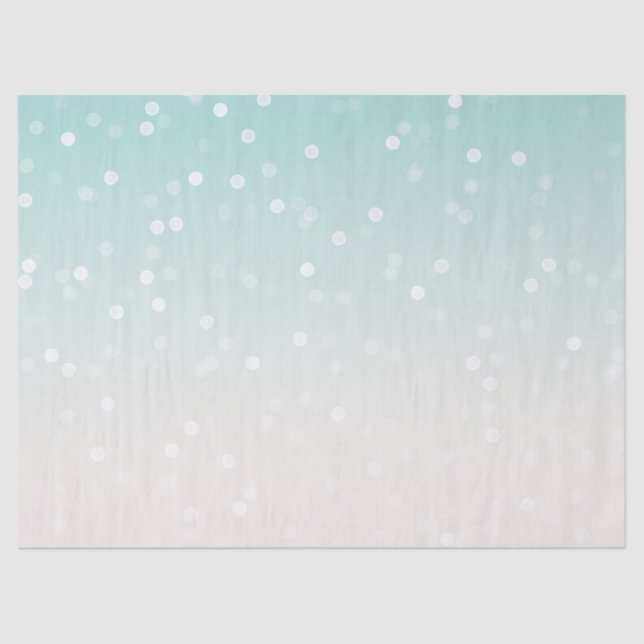 Mint Ombre White Bokeh Confetti Tissue Paper (Front)