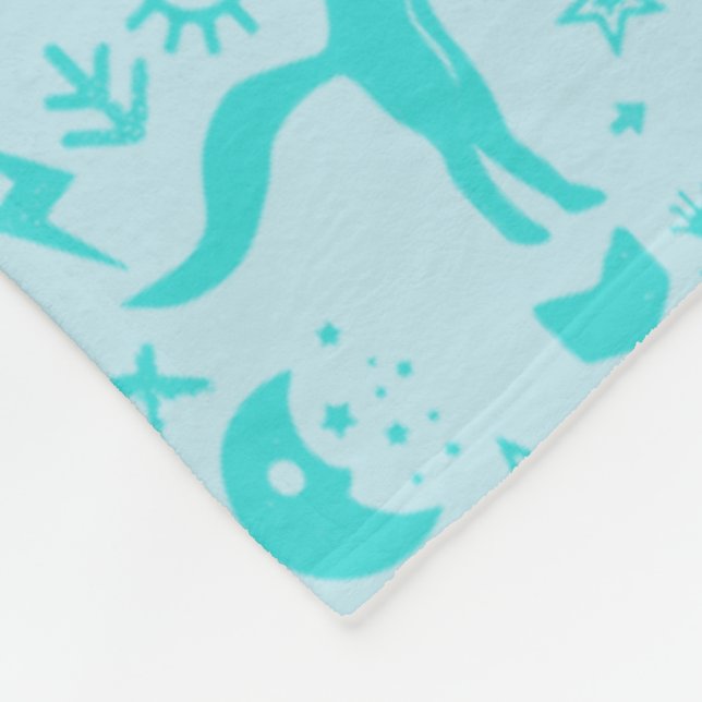 Mint Owl Bear Deer Fox Woodland Creature Pattern Fleece Blanket (Corner)