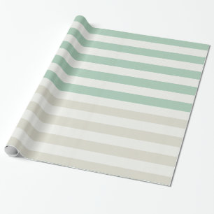Mint, Pale and White Stripes Birthday Wrapping Paper