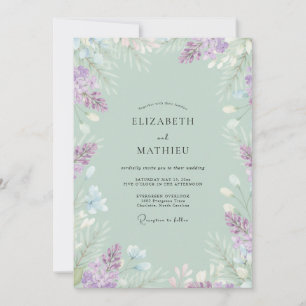 Mint Pale Lavender Blossom Wedding Invitation