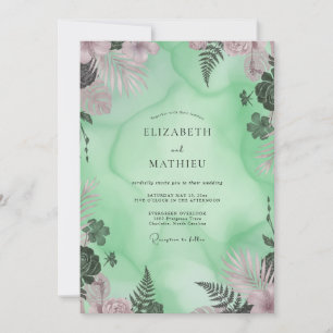 Mint Palm Leaf Wedding Invitation