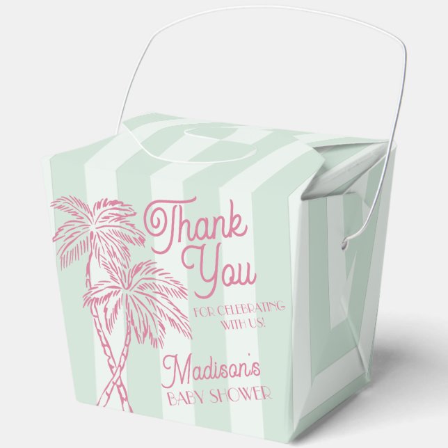 Mint Palm Spring Pastel Beach Baby Shower Favour Box (Front)