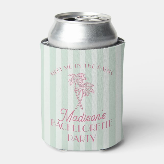 Mint Palm Spring Pastel Beach Bachelorette Party Can Cooler (Can Front)