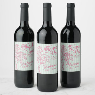 Mint Palm Spring Pastel Beach Birthday Part Favour Wine Label