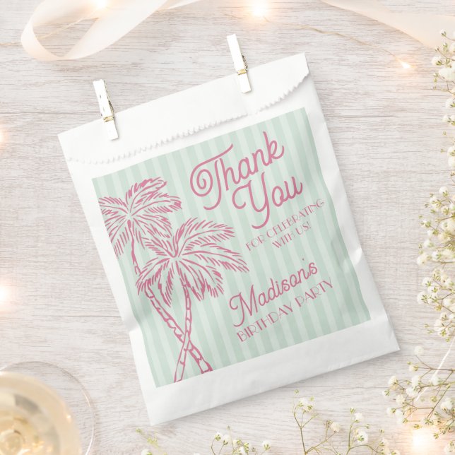 Mint Palm Spring Pastel Beach Birthday Party Favou Favour Bags (Clipped)