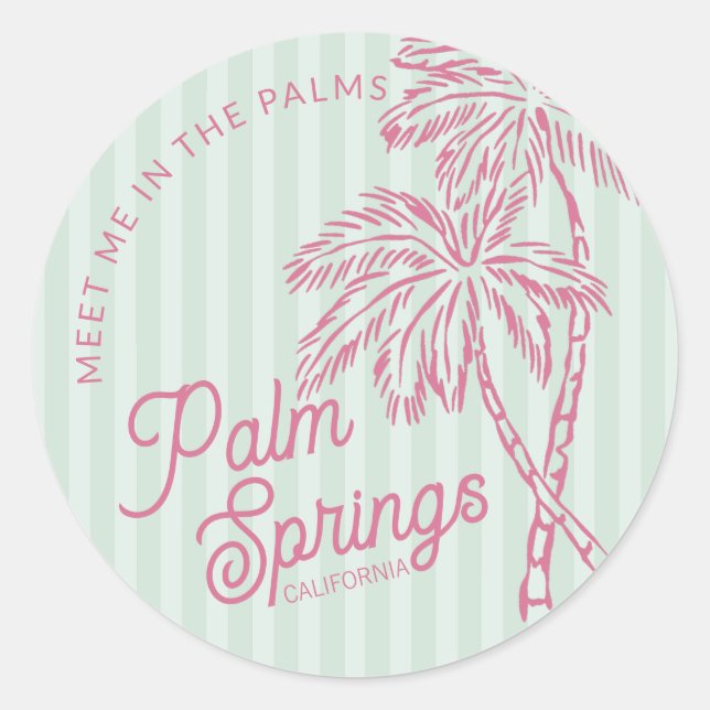 Mint Palm Spring Pastel Beach Party Envelope Favou Classic Round Sticker (Front)