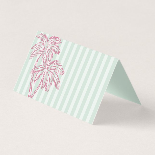 Mint Palm Springs Pastel Beach Party Place Cards (Front)