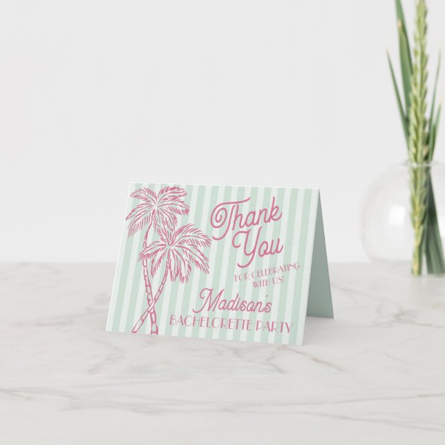 Mint Palm Springs Pastel Beach Thank You Cards (Front)