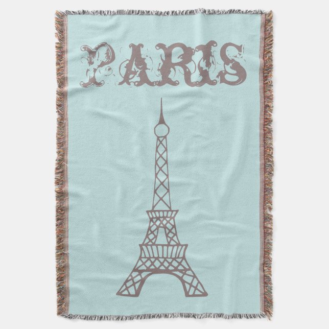Mint Paris Eiffel Tower Throw Blanket (Front Vertical)