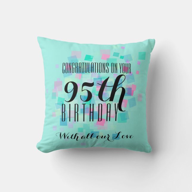 Mint Pastel Colours 95th Birthday Custom Pillow 3 (Front)