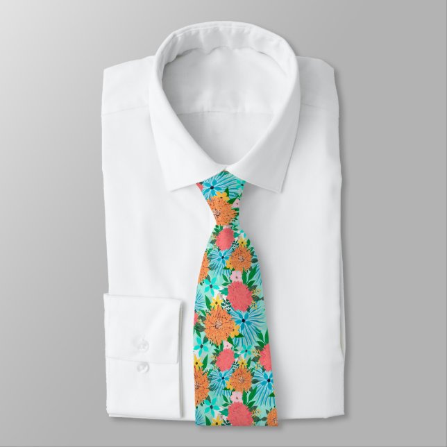 Mint pastel Floral Tie (Tied)