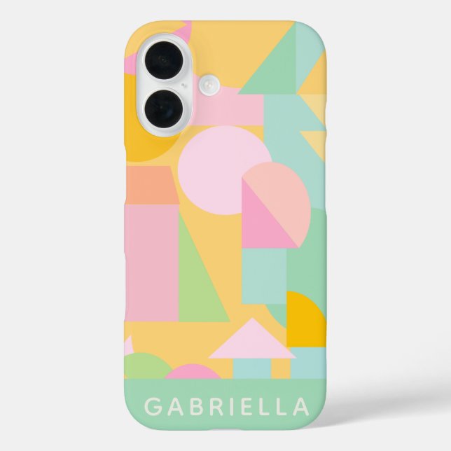 Mint Pastel Geometric Shapes Collage Personalised Case-Mate iPhone Case (Back)