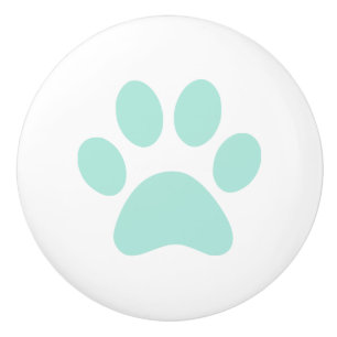 Mint Paw Print pawprint Ceramic Knob