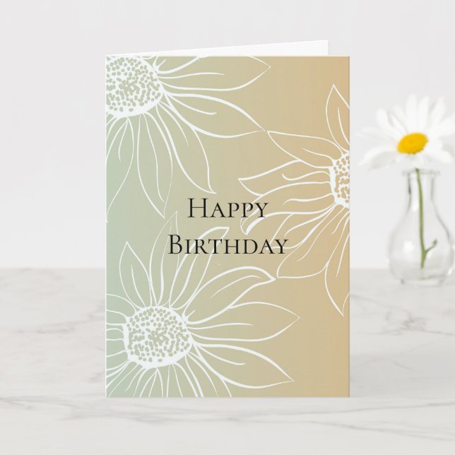 Mint Peach White Daisies Floral Card (Small Plant)