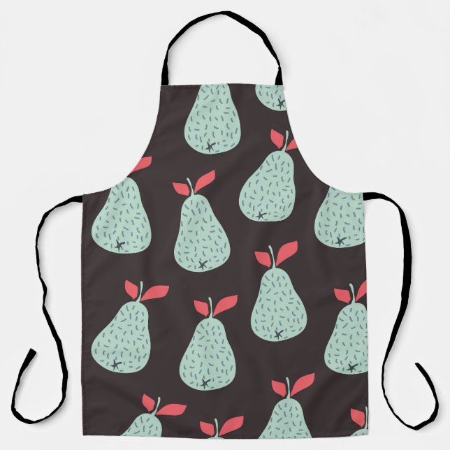 Mint Pears: Vintage Seamless Texture Apron (Front)