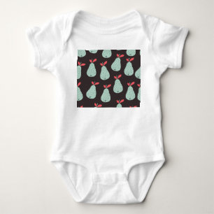 Mint Pears: Vintage Seamless Texture Baby Bodysuit