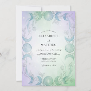Mint Periwinkle Celestial Eucalyptus Wedding Invitation