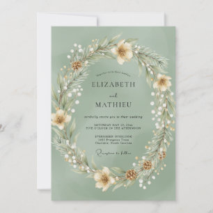 Mint Pine Woodland Eucalyptus Wedding Invitation