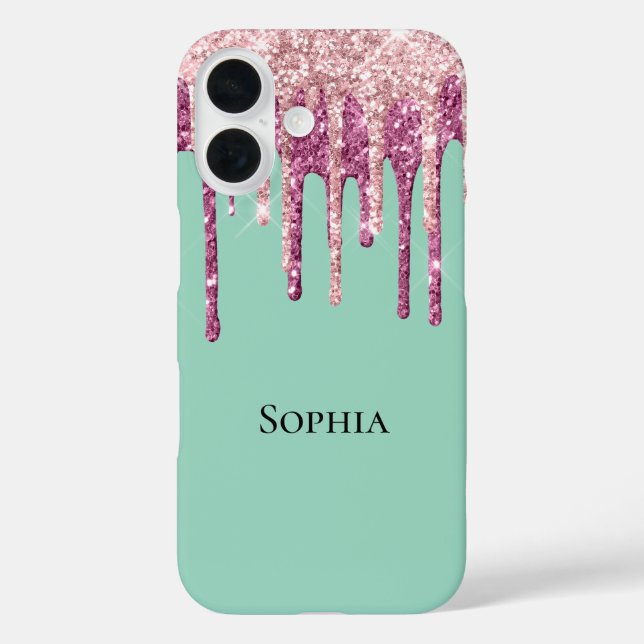Mint Pink Blush Ice Cream Glitter Drips  Case-Mate iPhone Case (Back)