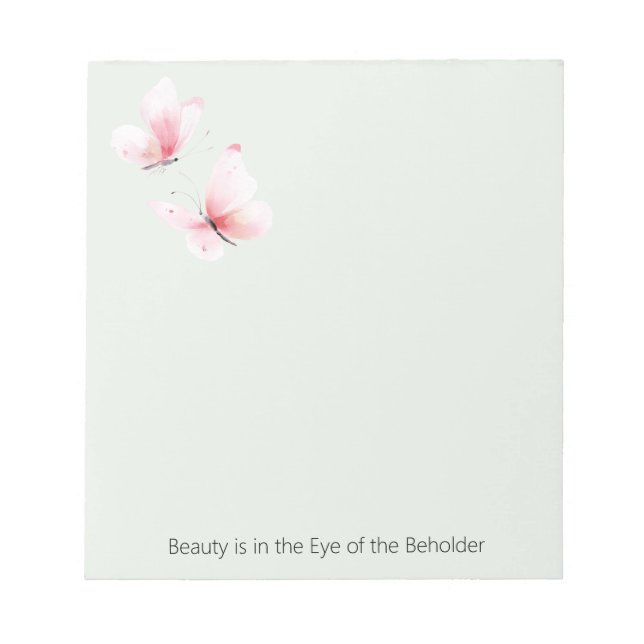 Mint Pink Butterflies Beauty Is In Notepad (Front)