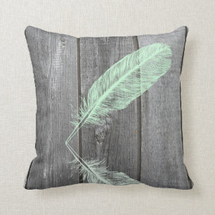 Mint & Pink Feather Cushion