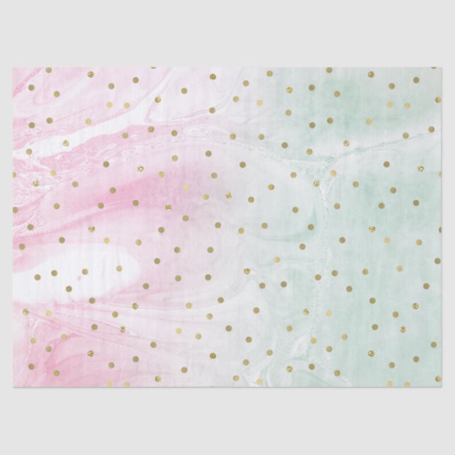 Mint Pink Gold Ombre Confetti Tissue Paper (Front)