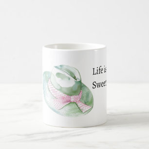 Mint Pink Hat Life is Sweet Coffee Mug