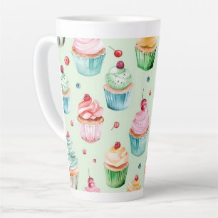 Mint Pink Peach Cupcakes Birthday Latte Mug