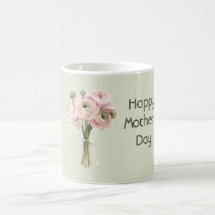 Mint Pink Ranunculus Flowers Happy Mother's Day Coffee Mug