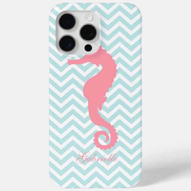 Mint & Pink Seahorse Case-Mate iPhone Case (Back)
