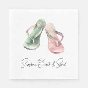Mint Pink Sunshine Beach Flip Flops Napkin