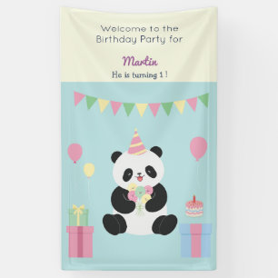 Mint & Pink sweet Panda design Banner