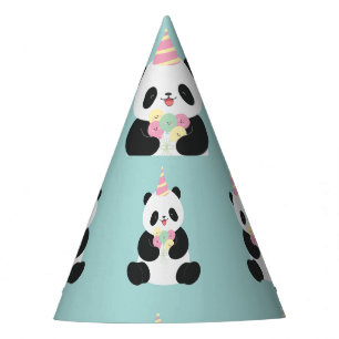 Mint & Pink sweet Panda design Party Hat