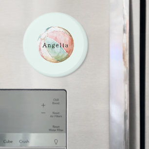 Mint Pink White Beach Ball Magnet
