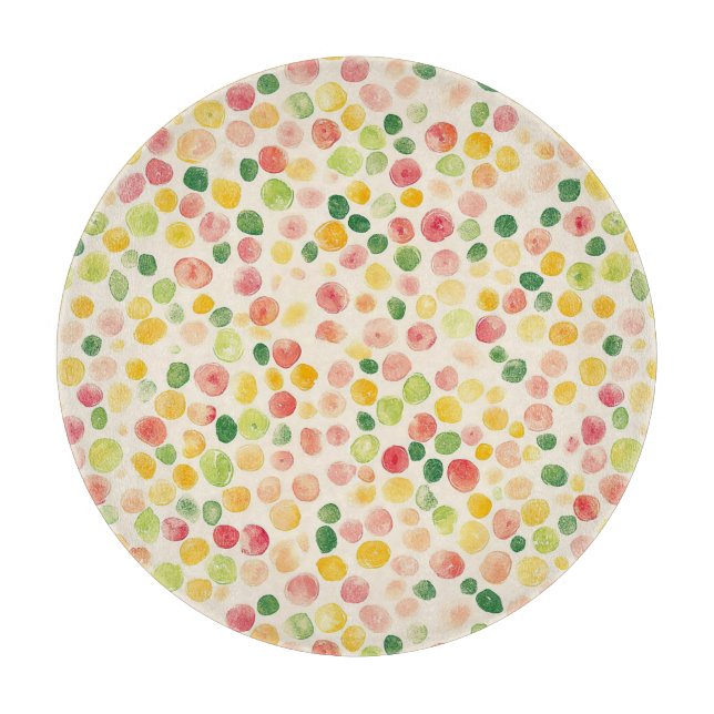 Mint Pink Yellow Green Fruity Dots  Cutting Board (Front)